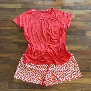 🍋 Gilligan & O'Malley • Sleepwear Pajama Short Set Red Coral Scalloped Size M